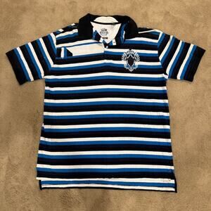 Akademiks Polo Shirt Mens 4XL Knowledge Is Key Stripes Embroidered 2 Sided